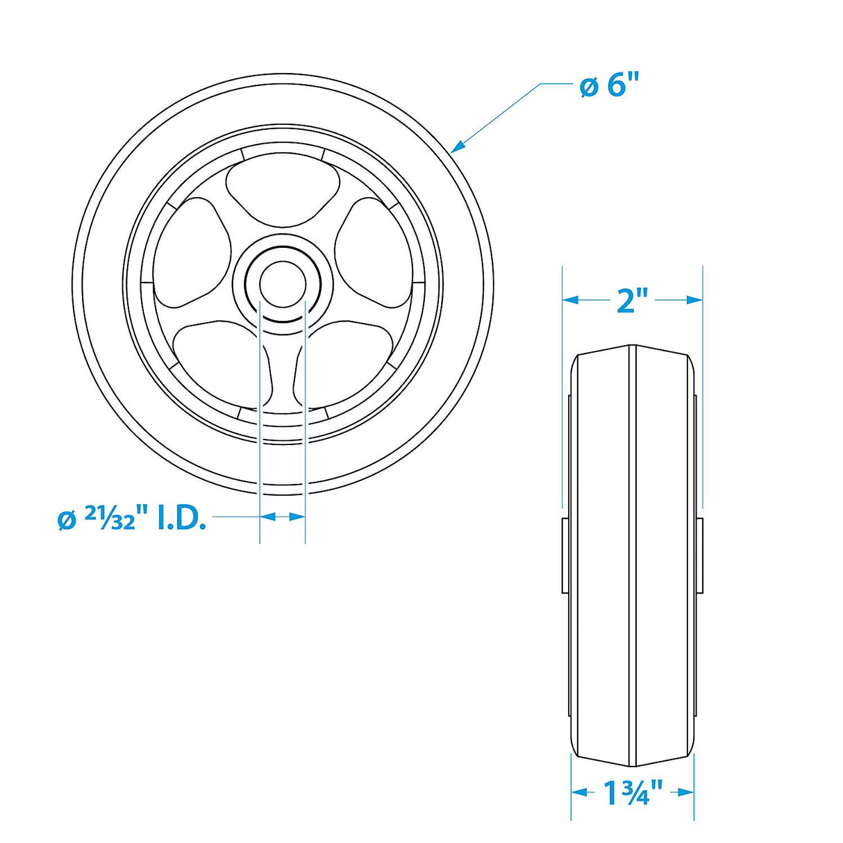 Seachoice Replacement Wheel For Fold Up Boat Trailer Jack, 6 In.