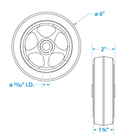 Seachoice Replacement Wheel For Fold Up Boat Trailer Jack, 6 In.