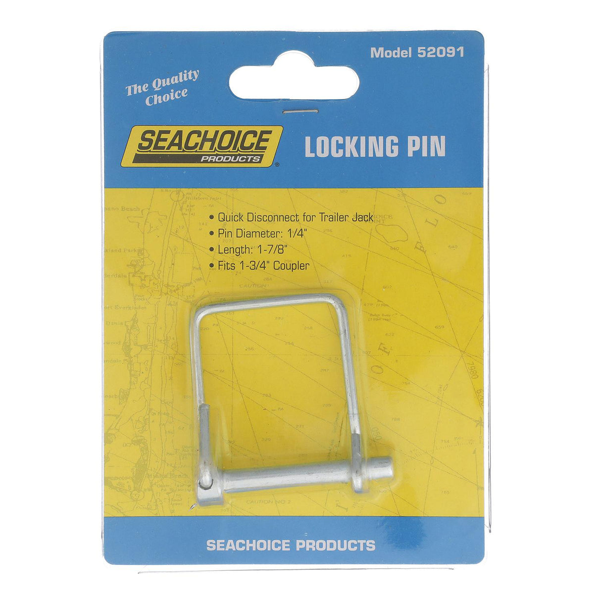 Seachoice Locking Pin, Pin Size 1/4 In., Fits 1-3/4 In. Couplers, Zinc-Plated
