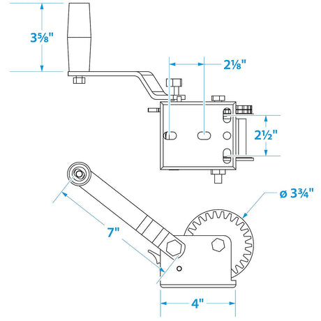 Seachoice Trailer Winch, Strap with Hook, Max Load 800 Lbs.