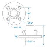 Seachoice 53021 Trailer Wheel Hub, 1 In. Axle, 4 Lug, Galvanized, Pregreased