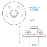 Seachoice 53101 Trailer Wheel Hub, 1-3/8 In. X 1-1/16 In. Axle, 5 Lug, Galvanized, Pregreased