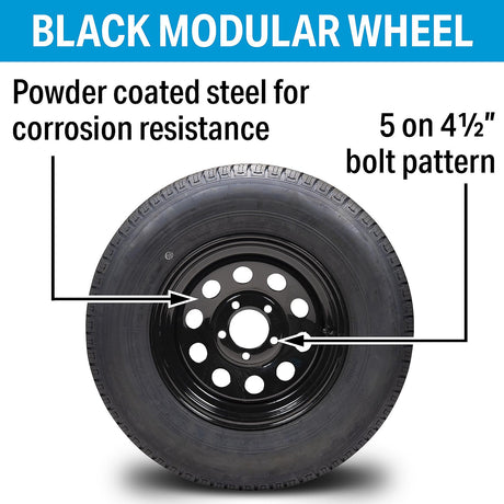 Seachoice 53403 ST175/80R13C/5H KR35 13" Black Modular, 5 Lug Radial Tire & Wheel Assembly