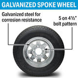 Seachoice 53401 ST175/80R13C/5H KR35 13" Galvanized Spoke, 5-Lug on 4-1/2" Radial Tire & Wheel Assembly