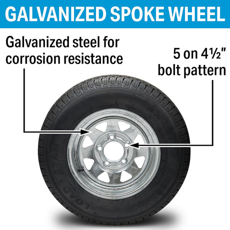 Seachoice 53401 ST175/80R13C/5H KR35 13" Galvanized Spoke, 5-Lug on 4-1/2" Radial Tire & Wheel Assembly