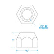 Seachoice Trailer Wheel Lug Nuts, 1/2 in. X 20 Thread, Pack of 5