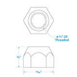 Seachoice Trailer Wheel Lug Nuts, 1/2 in. X 20 Thread, Pack of 5
