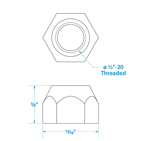 Seachoice Trailer Wheel Lug Nuts, 1/2 in. X 20 Thread, Pack of 5