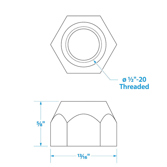 Seachoice Trailer Wheel Lug Nuts, 1/2 in. X 20 Thread, Pack of 5