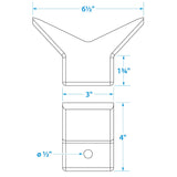Seachoice Molded Y Bow Stop, Black, Boat Trailer, 3 In. X 3 In. X 1/2 In.