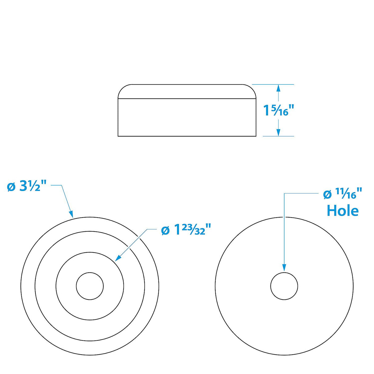 Seachoice Molded Roller End Cap, Black, Boat Trailer, 3-1/2 In. X 5/8 In.