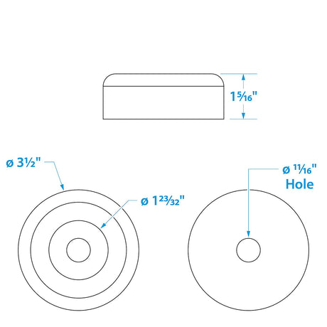 Seachoice Molded Roller End Cap, Black, Boat Trailer, 3-1/2 In. X 5/8 In.