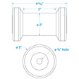 Seachoice Spool Roller, 5 in. Length, 5/8 in. ID, Gold, 5 Year Warranty