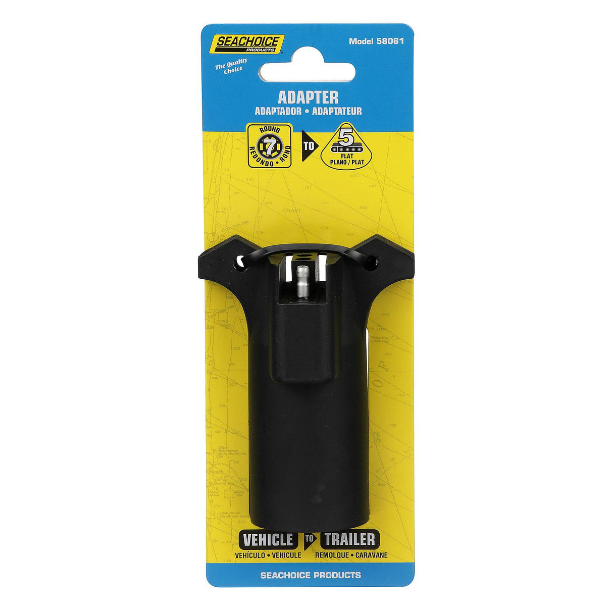 Seachoice 58061 Boat Trailer Wiring Adapter, 7-Way RV Style to 5-Way Flat