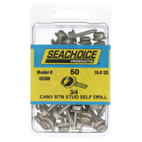 Seachoice Button Stud w/ Self Drilling 8 In. X 3/4 In. Stainless Steel Screw, Pack of 50