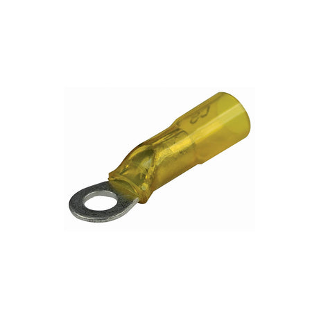 Seachoice Marine Grade Heat-Shrinkable Ring Terminal, Fits #10 Stud, 12-10 Wire Range, Yellow, Pack of 25
