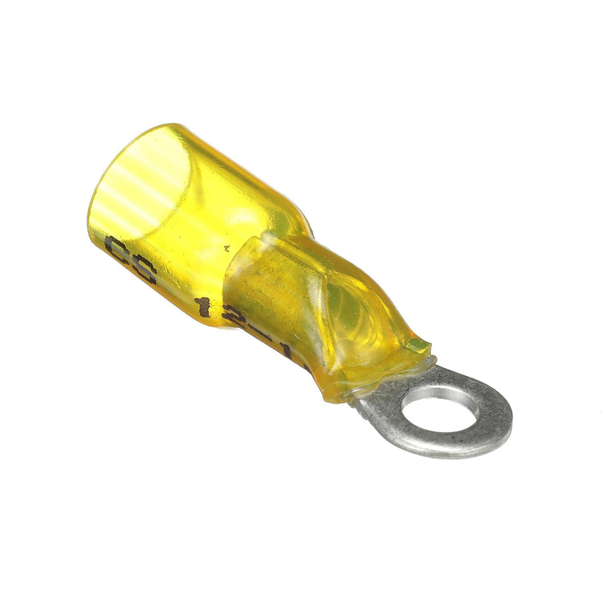 Seachoice 60071 Heat Shrink Ring Terminal 3-to-1, Marine Grade Heat-Shrinkable Ring Terminals, Yellow, Pack of 25, Fits 3/8 in. Stud, 12-10 Wire Range