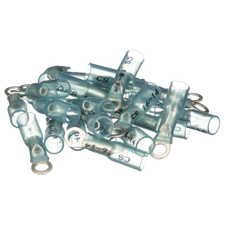 Seachoice Marine Grade Heat-Shrinkable Ring Terminal, Fits #10 Stud, 16-14 Wire Range, Blue, Pack of 25