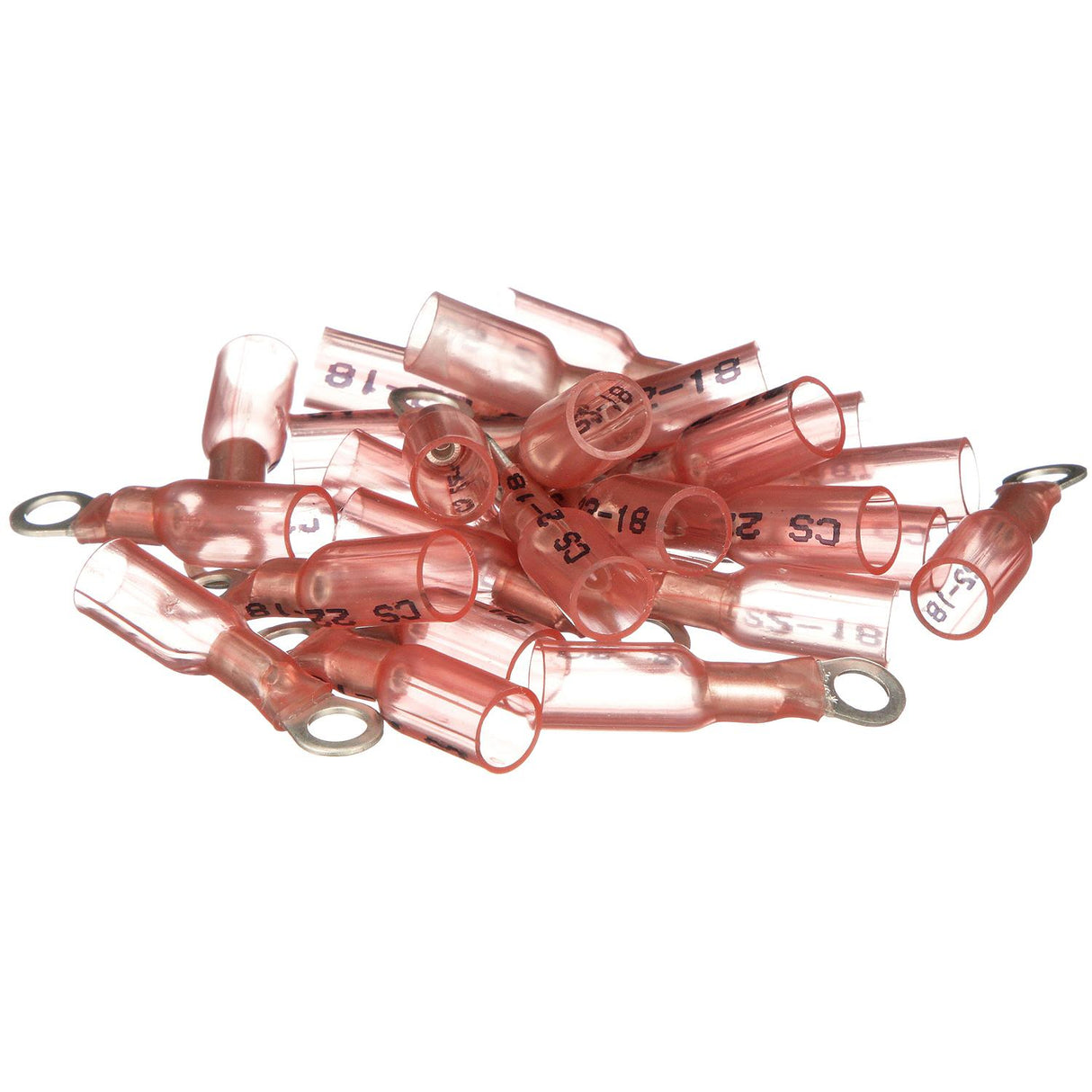 Seachoice Marine Grade Heat-Shrinkable Ring Terminal, Fits #10 Stud, 22-18 Wire Range, Red, Pack of 25
