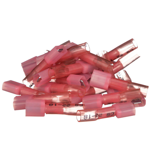 Seachoice Heat Shrink Insulated Disconnect, Marine Grade Heat-Shrinkable Male Disconnect Terminals, Red, Pack of 25, 22-18 Wire Range