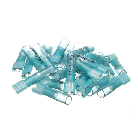Seachoice 60291 Heat Shrink Insulated Disconnect, Marine Grade Heat-Shrinkable Female Disconnect Terminals, Blue, Pack of 25, 16-14 Wire Range