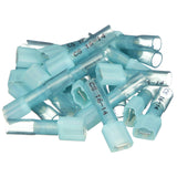 Seachoice Heat Shrink Insulated Disconnect, Marine Grade Heat-Shrinkable Male Disconnect Terminals, Blue, Pack of 25, 16-14 Wire Range