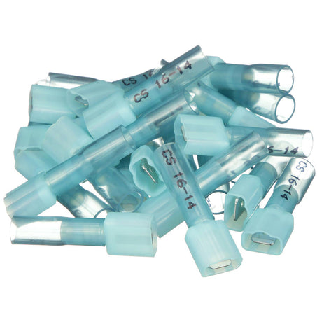 Seachoice Heat Shrink Insulated Disconnect, Marine Grade Heat-Shrinkable Male Disconnect Terminals, Blue, Pack of 25, 16-14 Wire Range