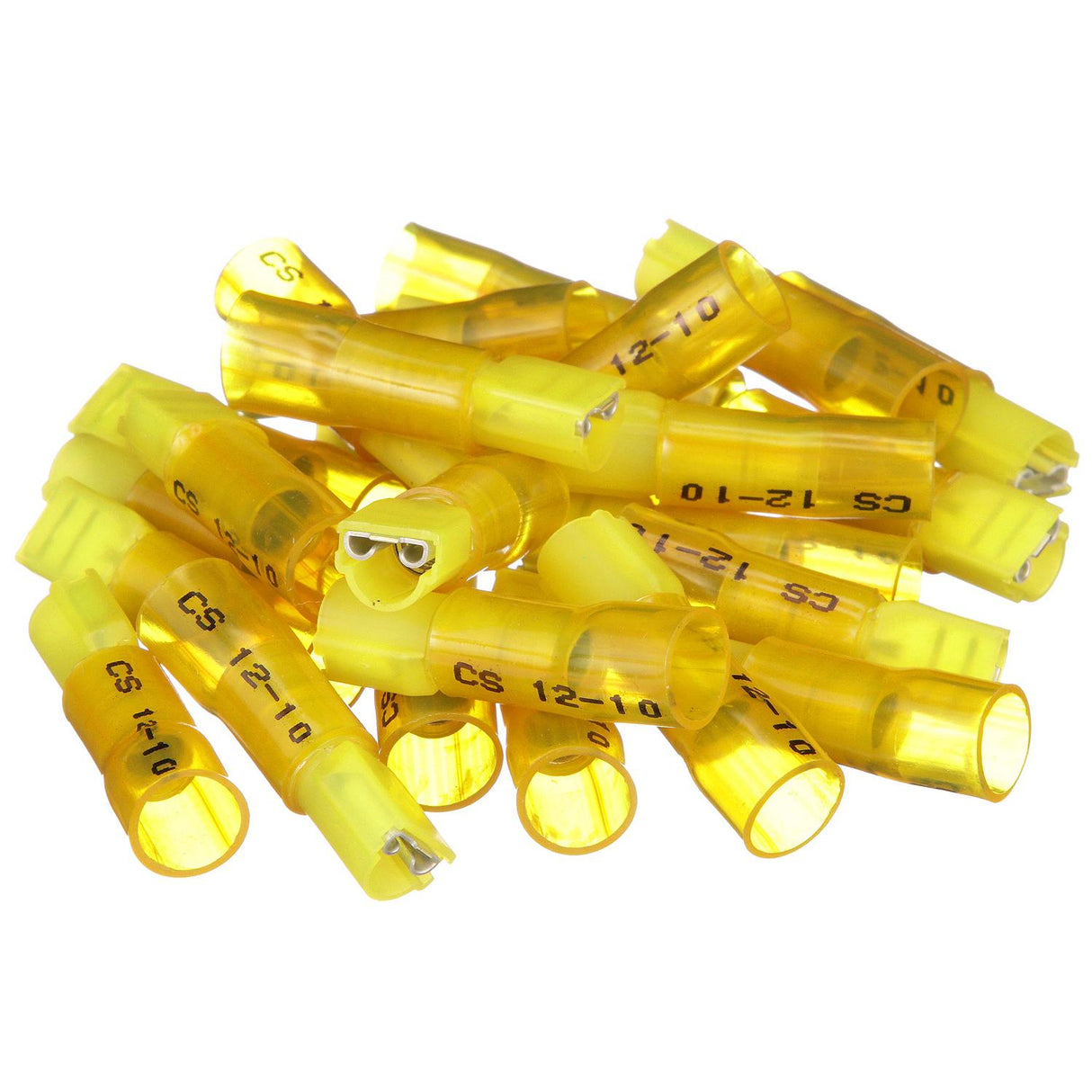 Seachoice Heat Shrink Insulated Disconnect, Marine Grade Heat-Shrinkable Female Disconnect Terminals, Yellow, Pack of 25, 12-10 Wire Range