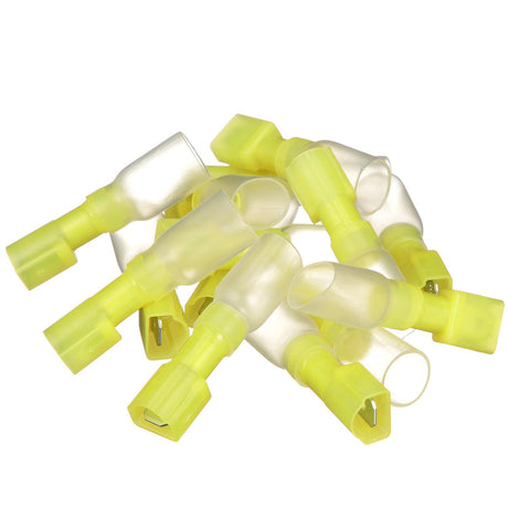 Seachoice Heat Shrink Insulated Disconnect, Marine Grade Heat-Shrinkable Male Disconnect Terminals, Yellow, Pack of 25, 12-10 Wire Range