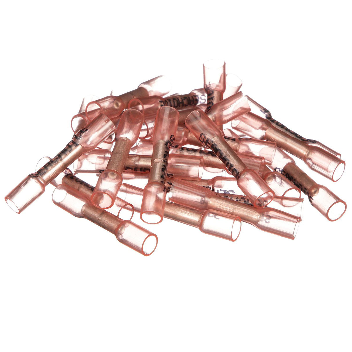 Seachoice Heat Shrink Butt Connector, Marine Grade Heat-Shrinkable Butt Splices, Red, Pack of 100, 22-18 Wire Range