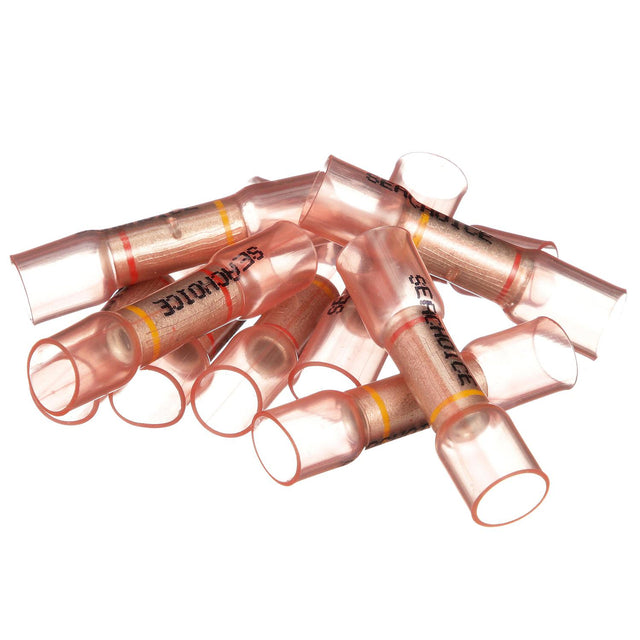 Seachoice Step Down 3-to-1 Heat Shrink Butt Connector, Marine Grade Heat-Shrinkable Butt Splices, Red, Pack of 10, 12-10 to 8 Wire Range