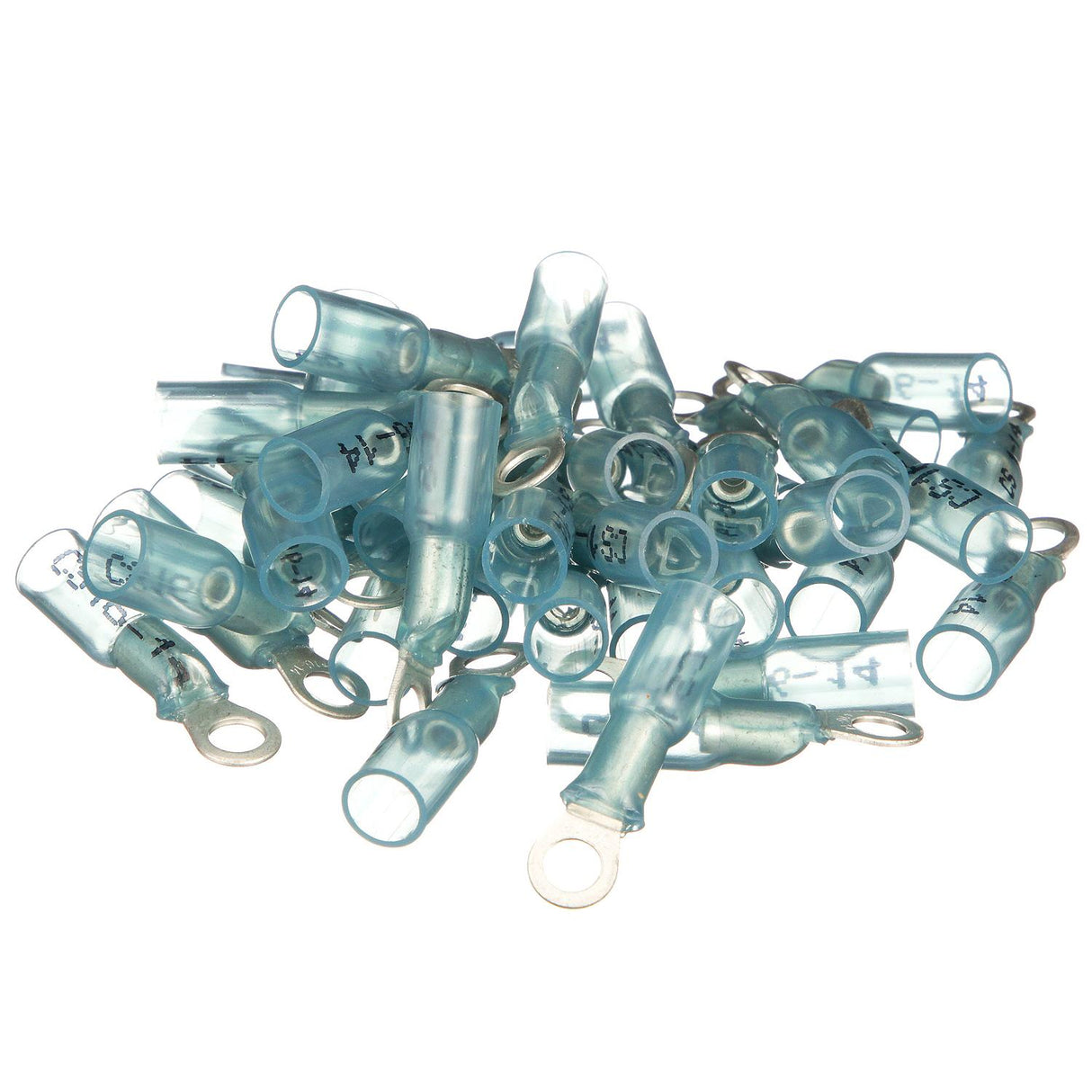 Seachoice Heat Shrink Ring Terminal, Marine Grade Heat-Shrinkable Ring Terminals, Blue, Pack of 100, Fits #10 Stud, 16-14 Wire Range
