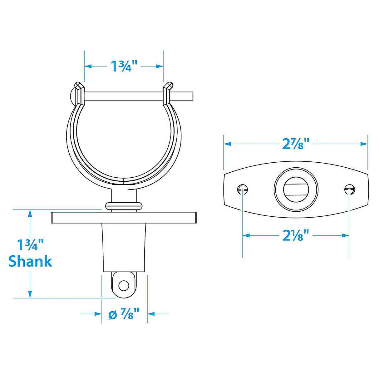 Seachoice Top-Mount Rowlock Set, Chrome-Plated Zinc, Includes 2 Rowlocks w/ Locking Pins and Sockets