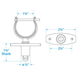 Seachoice Top-Mount Rowlock Set, Chrome-Plated Zinc, Includes 2 Rowlocks w/ Locking Pins and Sockets