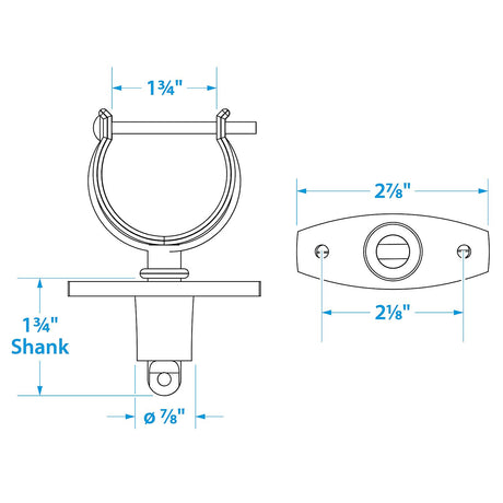 Seachoice Top-Mount Rowlock Set, Chrome-Plated Zinc, Includes 2 Rowlocks w/ Locking Pins and Sockets