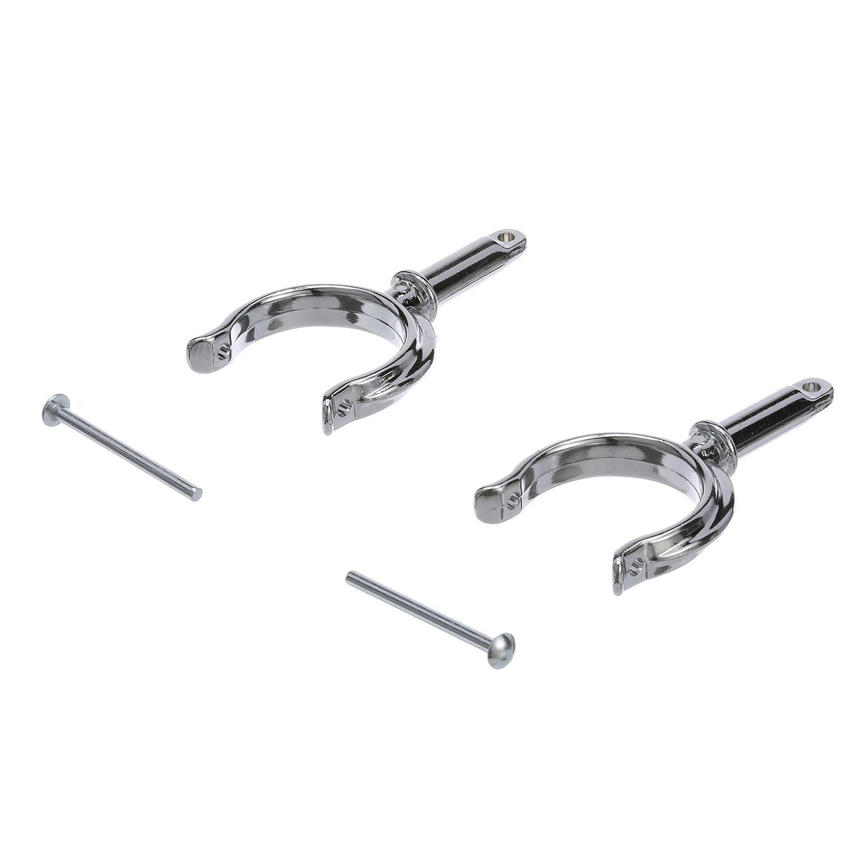 Seachoice Top-Mount Rowlock Horns Set, Chrome-Plated Zinc, Includes 2 Rowlocks w/ Locking Pins