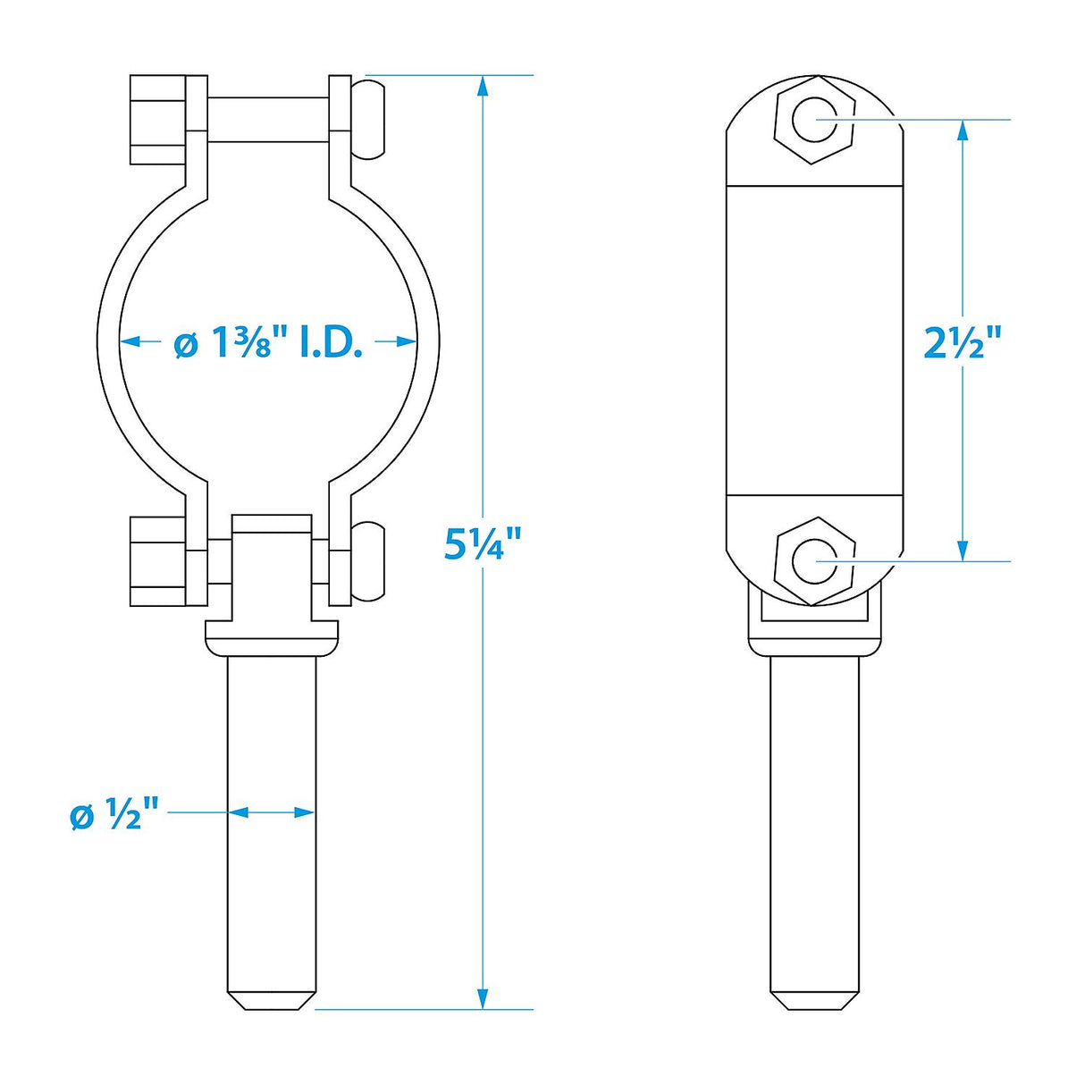 Seachoice Zinc-Plated Steel Clamp-On Oar Locks, Set of 2