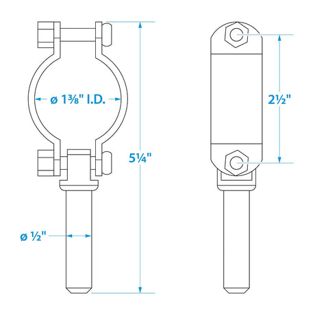 Seachoice Zinc-Plated Steel Clamp-On Oar Locks, Set of 2