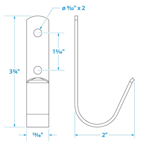 Seachoice Boat Hook Holders, Polished Stainless Steel, Holds 1-1/2 in. Diameter Poles