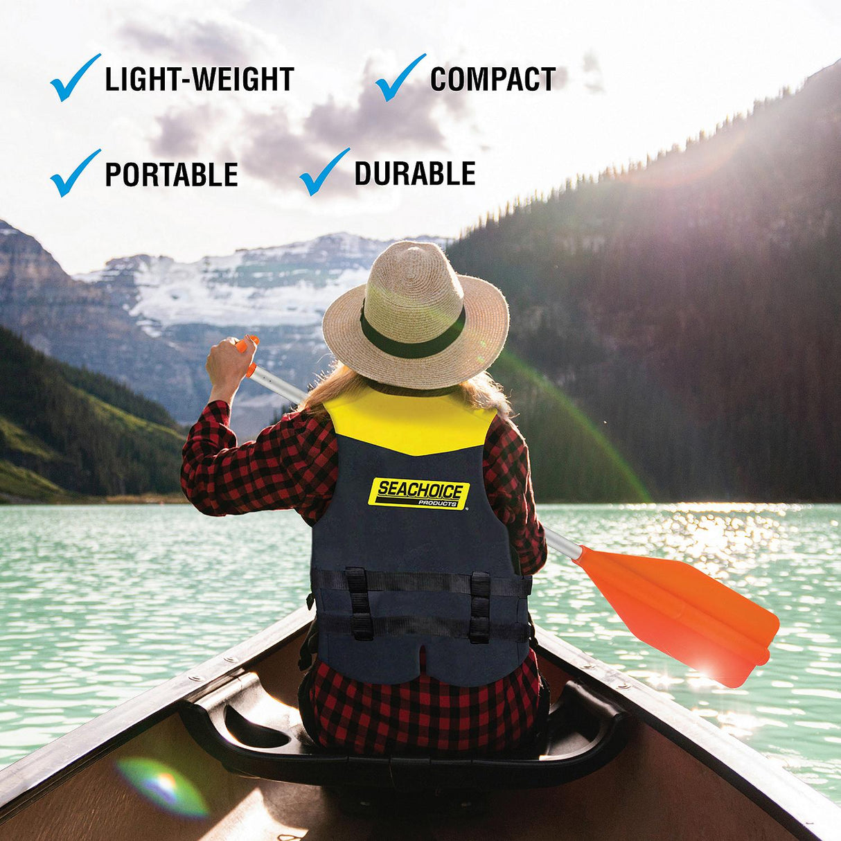 Seachoice 71100 Telescoping Paddle, Adjusts 20-45 In., Bright Signal Orange Color