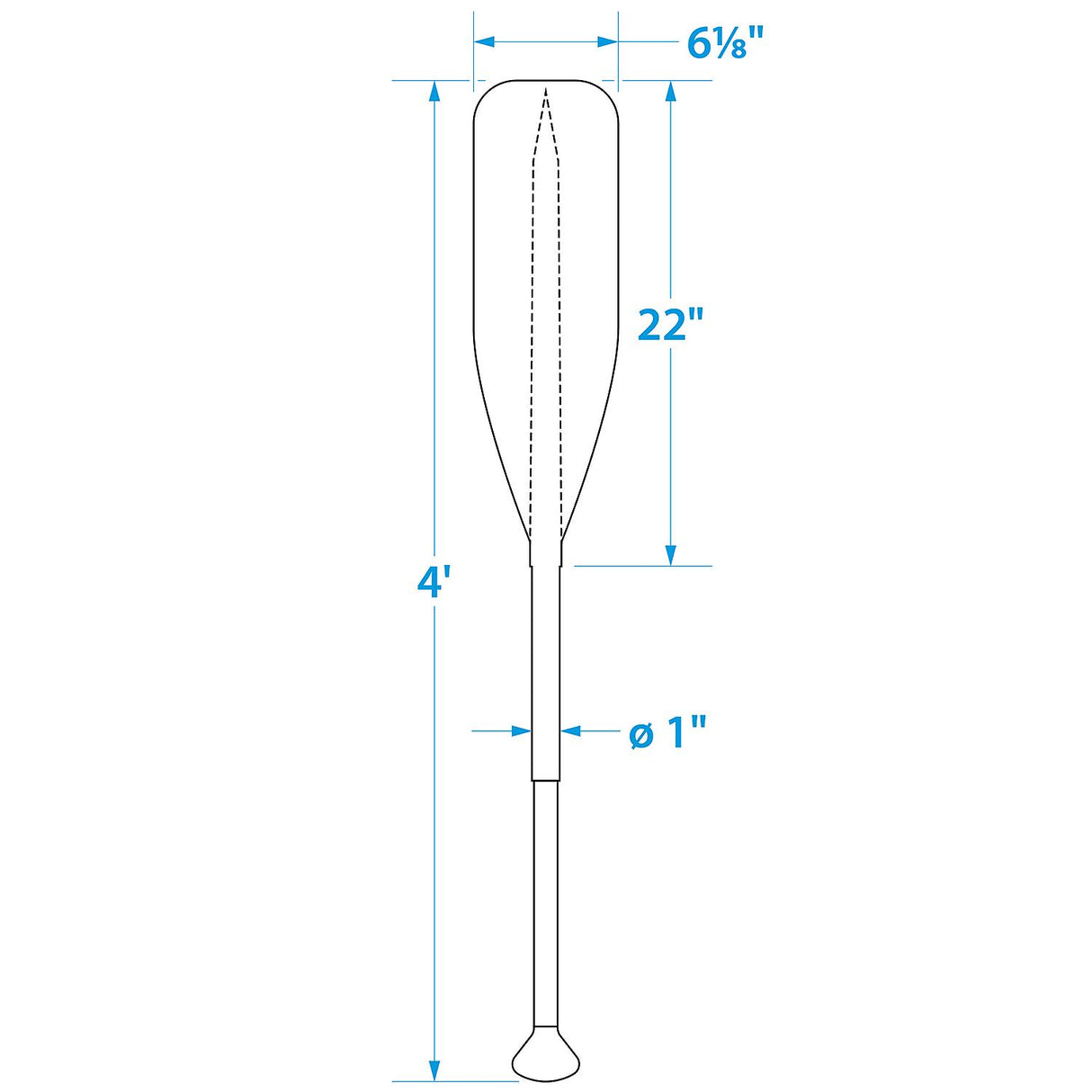 Seachoice 4 Ft. Synthetic Paddle w/ Aluminum Shaft, 1 In. Diameter Shaft, Palm Grip, 22 In. X 6-1/8 In. Blade, Black
