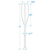 Seachoice 4 Ft. Synthetic Paddle w/ Aluminum Shaft, 1 In. Diameter Shaft, Palm Grip, 22 In. X 6-1/8 In. Blade, Black