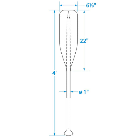 Seachoice 4 Ft. Synthetic Paddle w/ Aluminum Shaft, 1 In. Diameter Shaft, Palm Grip, 22 In. X 6-1/8 In. Blade, Black