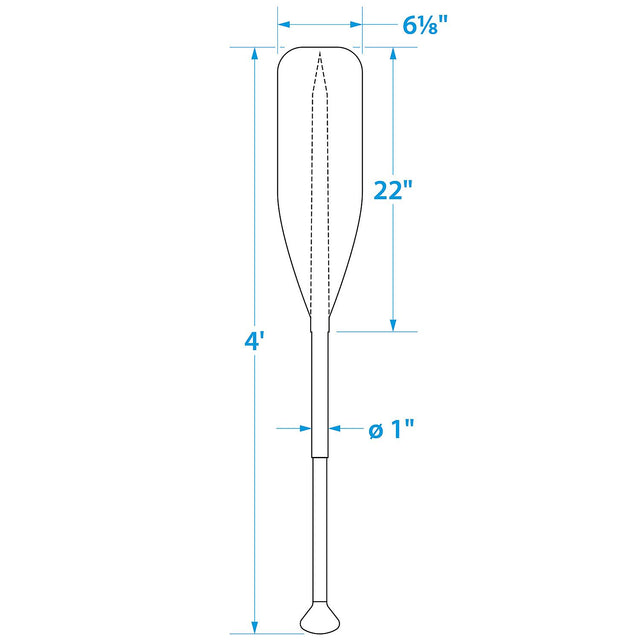 Seachoice 4 Ft. Synthetic Paddle w/ Aluminum Shaft, 1 In. Diameter Shaft, Palm Grip, 22 In. X 6-1/8 In. Blade, Black