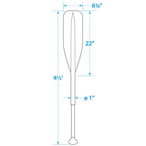 Seachoice 4.5 Ft. Synthetic Paddle w/ Aluminum Shaft, 1 In. Diameter Shaft, Palm Grip, 22 In. X 6-1/8 In. Blade, Black