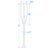 Seachoice 5 Ft. Synthetic Paddle w/ Aluminum Shaft, 1 In. Diameter Shaft, Palm Grip, 22 In. X 6-1/8 In. Blade, Black