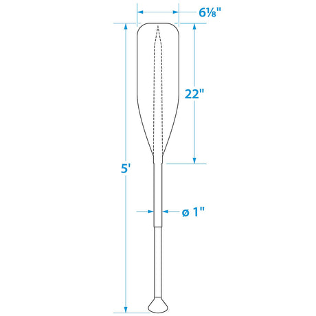 Seachoice 5 Ft. Synthetic Paddle w/ Aluminum Shaft, 1 In. Diameter Shaft, Palm Grip, 22 In. X 6-1/8 In. Blade, Black