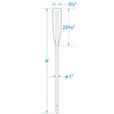 Seachoice 6 Ft. Synthetic Paddle, 1-3/8 in. Diameter Anodized Aluminum Shaft, 23-1/4 in. X 5-1/2 in. Blade, Blue