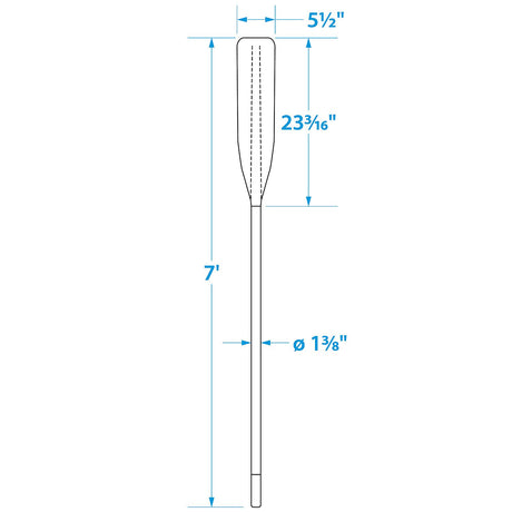 Seachoice 7 Ft. Synthetic Paddle, 1-3/8 in. Diameter Anodized Aluminum Shaft, 23-1/4 in. X 5-1/2 in. Blade, Blue
