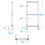Seachoice Telescoping Transom Mount Ladder, Stainless Steel, 3 Steps, 300 Lb. Capacity